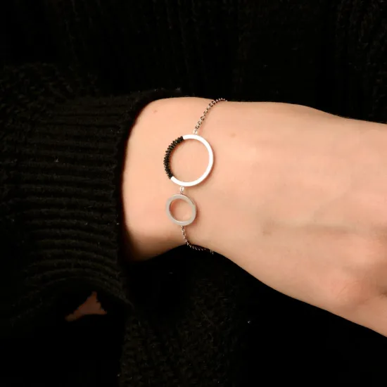 Ernstes Design Armband Edelstahl Anhänger facettierter Hämatit 18 cm A623.18