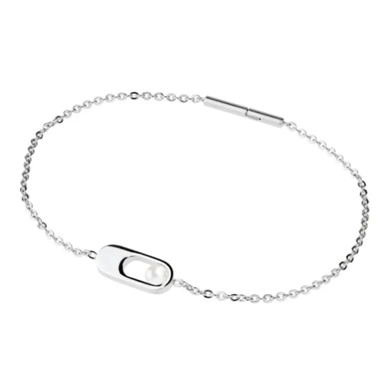 Ernstes Design Armband Edelstahl matt poliert Süßwasserperle 18 cm A620.18