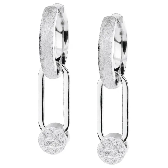 Ernstes Design Creolen mit Einhänger aus Edelstahl matt gekratzt E687