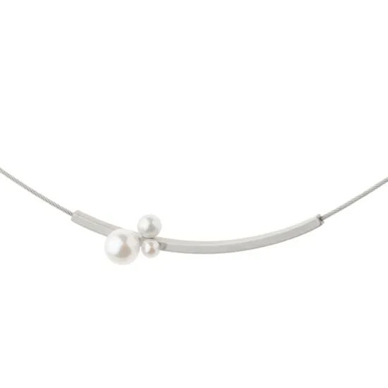 Ernstes Design Kette matt Edelstahl mit Süßwasserperlen 45 cm K823.45