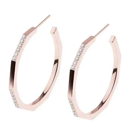 Ernstes Design Ohrhänger Creole Edelstahl rosegoldfarben Zirkonias E551