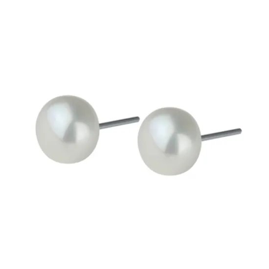 Ernstes Design Ohrstecker Edelstahl Süßwasser Button Perle ca. 8 mm E258