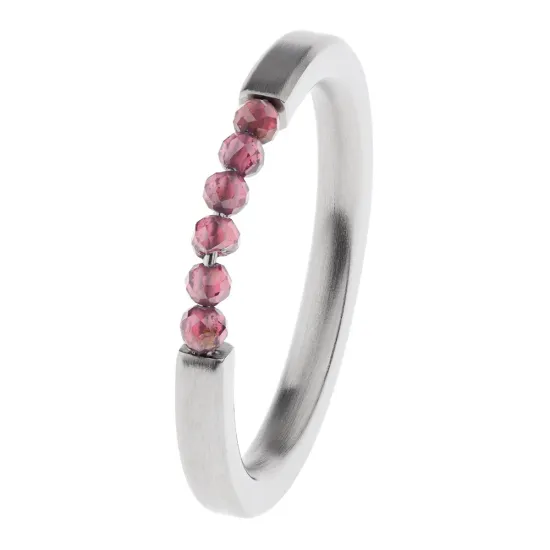 Ernstes Design Ring Gr. 54 matt poliert facettierter Granat R742.54