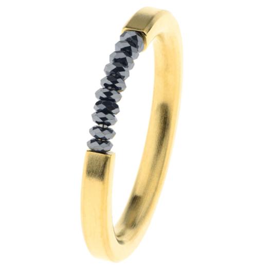 Ernstes Design Ring Gr. 54 matt poliert goldfarben schwarzer Hämatit R733.54