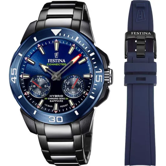 Festina Chrono Bike Bluetooth Hybrid Chronograph blau schwarz mit Extraband F20647/1