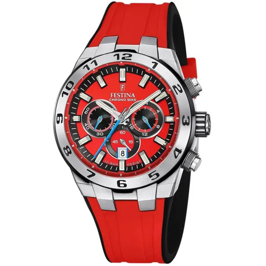 Festina Chrono Bike Herrenuhr Chronograph Silikonband rot schwarz F20671/5