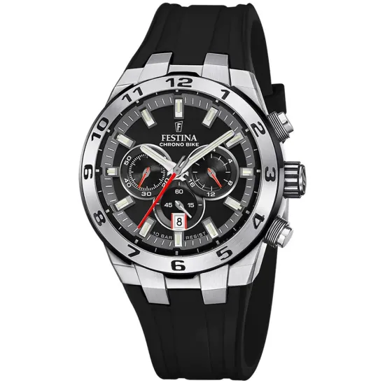 Festina Chrono Bike Herrenuhr Chronograph Silikonband schwarz silberfarben F20671/6