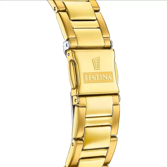 Festina Chronograph Damenuhr Boyfriend goldfarben Perlmutt Zifferblatt F20609/1