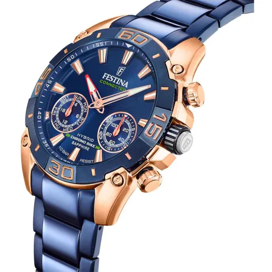 Festina Connected Hybrid Smartwatch Chrono Bike 2021 blau rosegold F20549/1