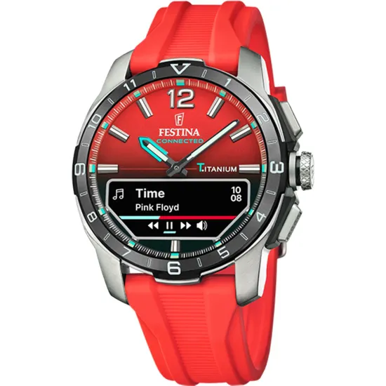 Festina Connected Hybrid Smartwatch Titan orange rot mit Silikonband F23000/6