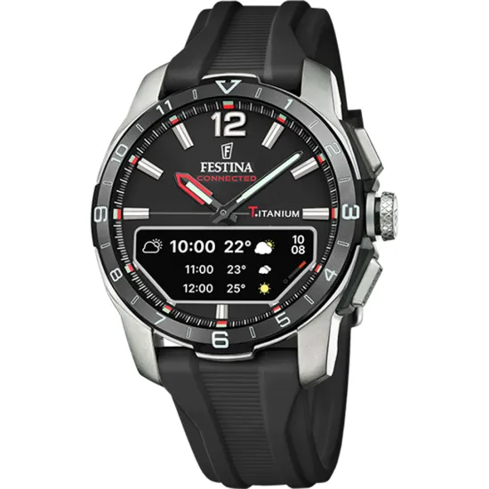 Festina Connected Hybrid Smartwatch Titan schwarz Silikonband schwarz F23000/4