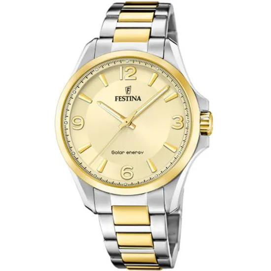 Festina Herren Solar Energy silberfarben und goldfarben mit Edelstahlband F20657/2