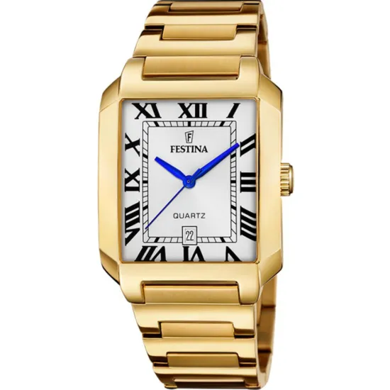 Festina Herrenuhr eckig square goldfarben bicolor mit römischen Zahlen F20678/1