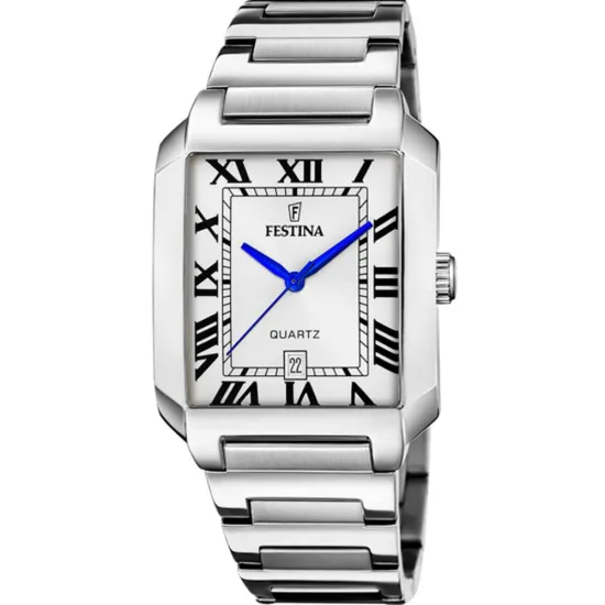 Festina Herrenuhr eckig square silberfarben mit schwarzen römischen Zahlen F20677/1