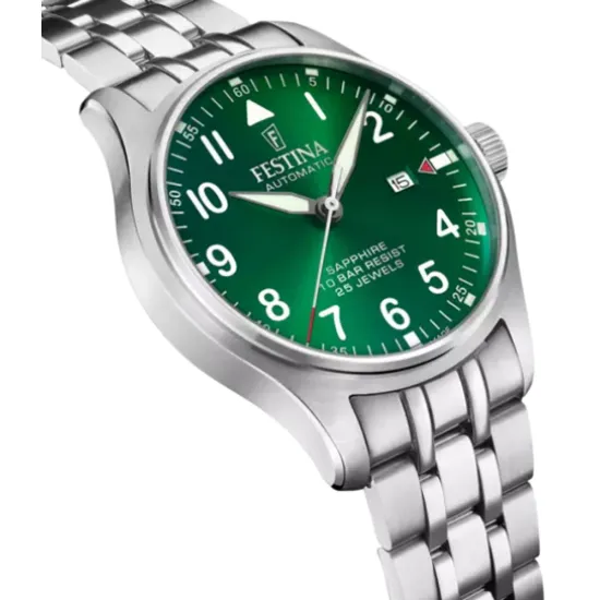 Festina Swiss Made Herrenuhr Automatik grün Edelstahlband F20151/B