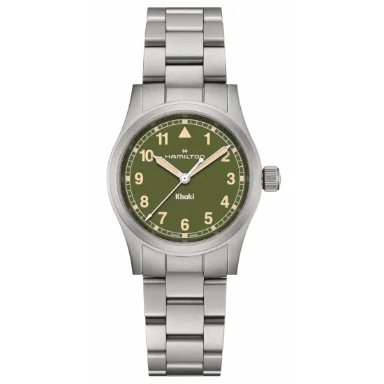 HAMILTON Armbanduhr Khaki Field 33 mm Edelstahlband Zifferblatt olivgrün H69301160