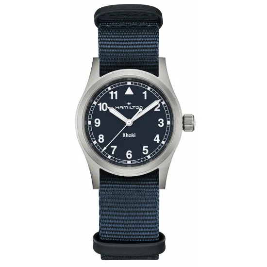 HAMILTON Armbanduhr Khaki Field 33 mm silberfarben blau mit Textilband H69301940