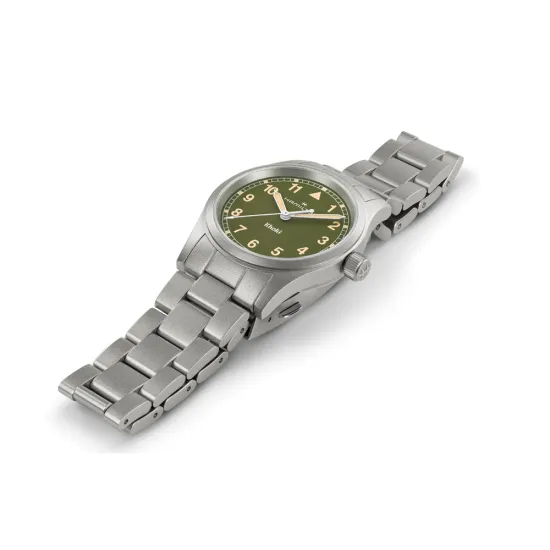 HAMILTON Armbanduhr Khaki Field 38 mm Edelstahlband Zifferblatt olivgrün H69401160