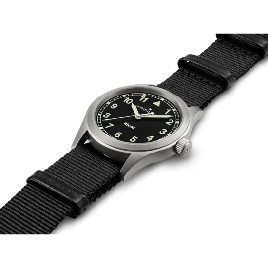 HAMILTON Armbanduhr Khaki Field 38 mm silberfarben schwarz mit Textilband H69401430