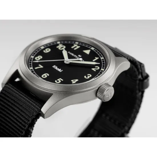 HAMILTON Armbanduhr Khaki Field 38 mm silberfarben schwarz mit Textilband H69401430