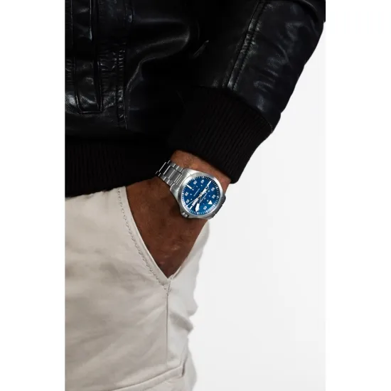 HAMILTON Herrenuhr Automatik Khaki Aviation Pilot Day Date Edelstahl blau 42 mm H64635140