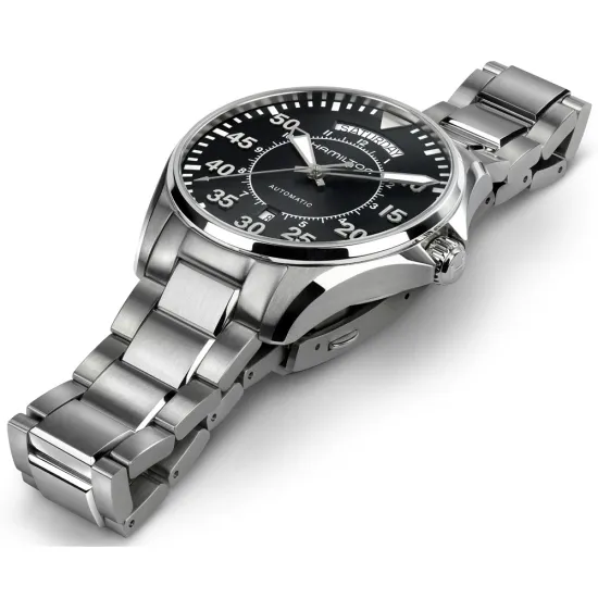 HAMILTON Herrenuhr Edelstahl Automatik Khaki Aviation Pilot Day Date H64615135