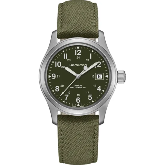 HAMILTON Herrenuhr Edelstahl mit Textilband Khaki Field Mechanical H69439363