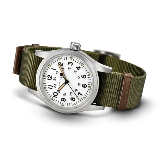 HAMILTON Herrenuhr Edelstahl mit Textilband Khaki Field Mechanical H69439411