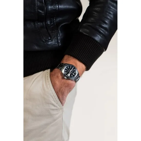 HAMILTON Herrenuhr Khaki Aviation Pilot Automatik silberfarben schwarz H76215130