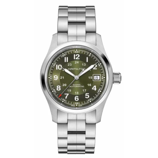 HAMILTON Herrenuhr Khaki Field Automatik silberfarben grün 38 mm H70455160