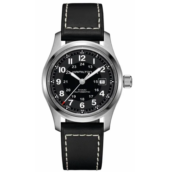 HAMILTON Herrenuhr Khaki Field Automatik silberfarben schwarz 42 mm H70605733