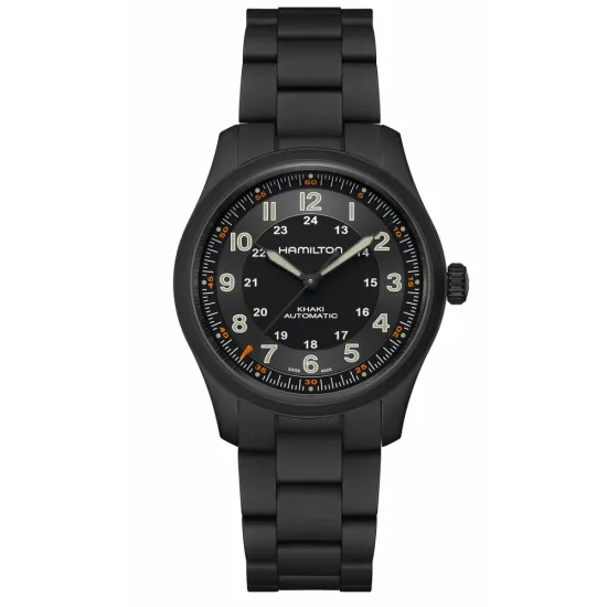 HAMILTON Herrenuhr Khaki Field Automatik Titanium schwarz 38 mm H70215130