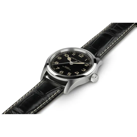 HAMILTON Herrenuhr Khaki Field Murph Automatik mit schwarzem Lederband H70405730