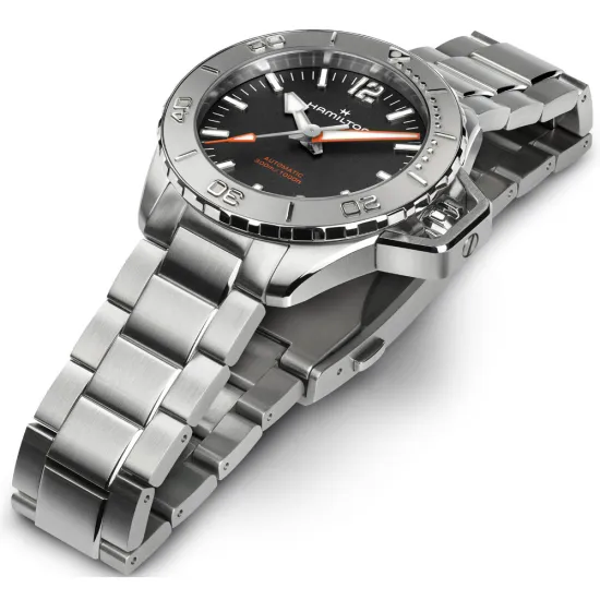 HAMILTON Herrenuhr Khaki Navy Frogman Edelstahlband Automatik H77485130