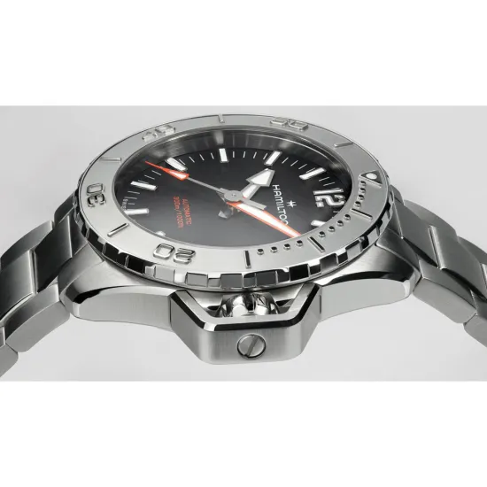 HAMILTON Herrenuhr Khaki Navy Frogman Edelstahlband Automatik H77485130