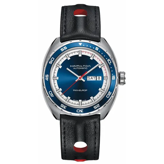 HAMILTON Herrenuhr Pan Europ Day Date Automatik Set mit Wechselband H35405741