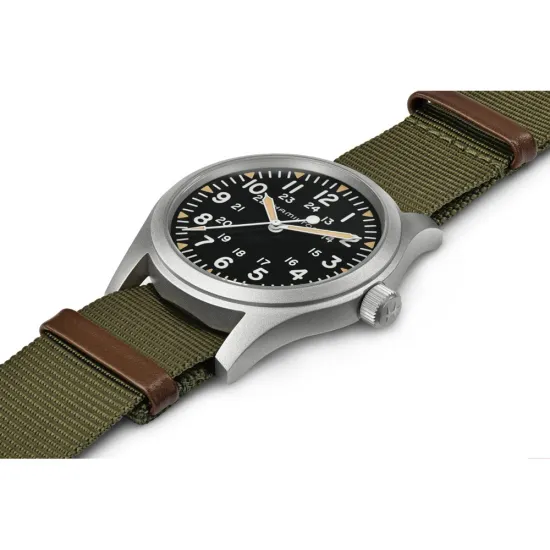 HAMILTON Khaki Field Mechanical 42 mm Herrenuhr Edelstahl mit Textilband H695299331