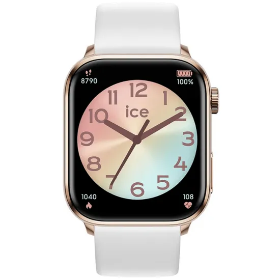 Ice Watch Damen Smartwatch Smart Two weiss rosegoldfarben eckig mit Silikonband 022537