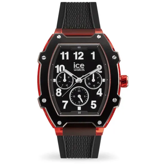 Ice Watch Herren Quarzuhr Ice Boliday Black Red Silikonband schwarz 023316