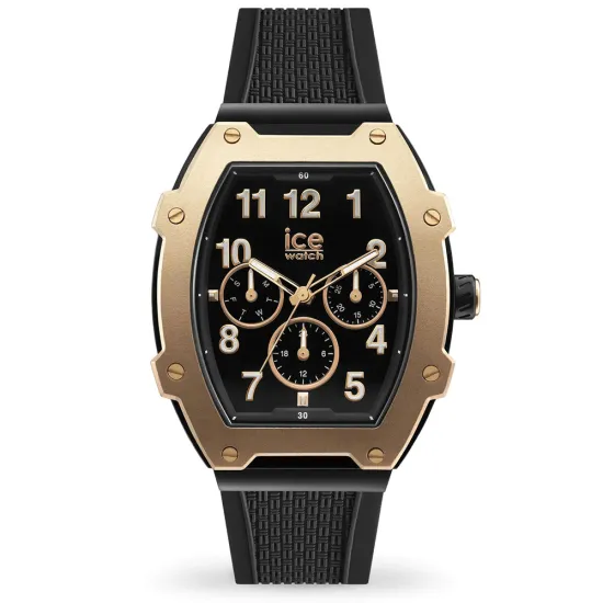 Ice Watch Herren Quarzuhr Ice Boliday Black rosegoldfarben Silikonband schwarz 023315