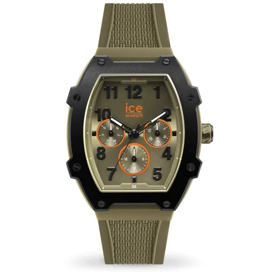 Ice Watch Herren Quarzuhr Ice Boliday Khaki schwarz orange Silikonband 023317