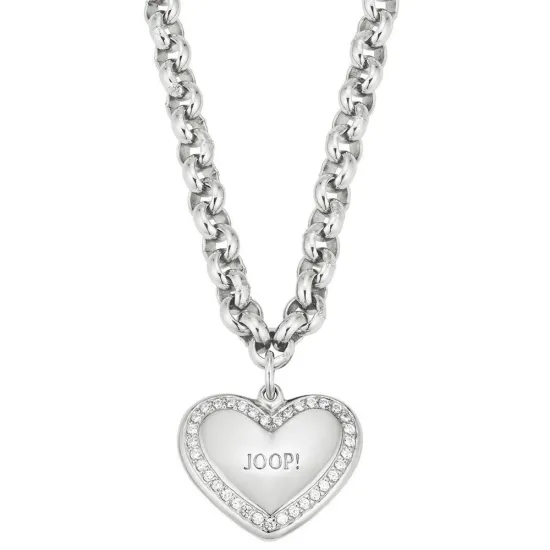 JOOP! Damenkette Silber 925 mit Zirkonia und Herzanhänhger