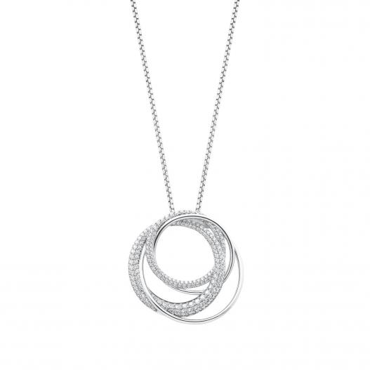 JOOP! Damenkette Silber 925 verschlungene Ringe mit Zirkonias 2027629