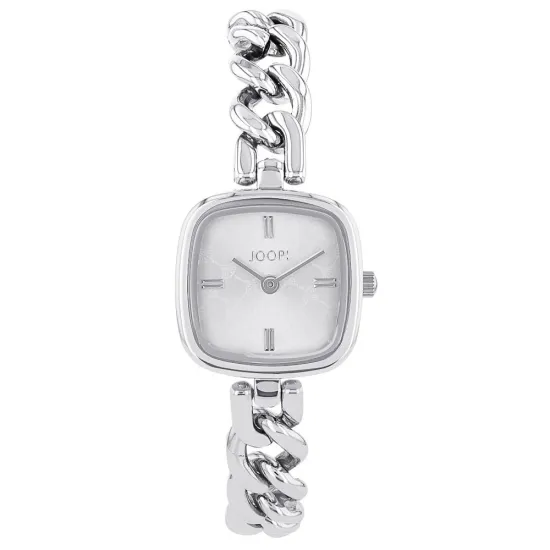 JOOP! Damenuhr eckig Edelstahl mit Kettenarmband Zifferblatt weiss 2038612