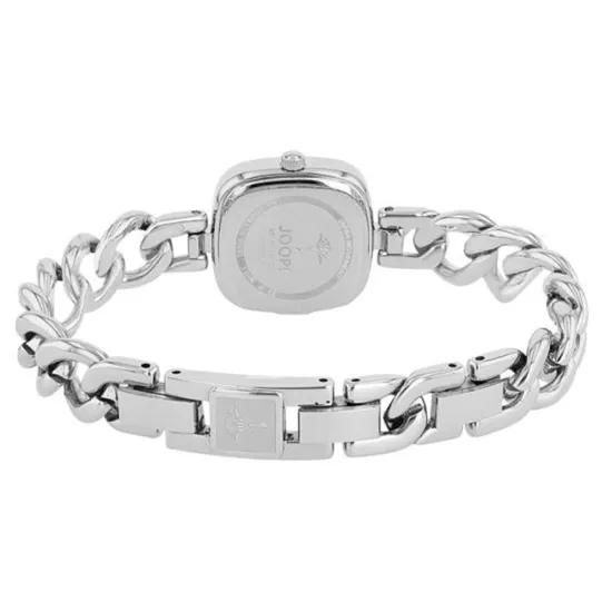 JOOP! Damenuhr eckig Edelstahl mit Kettenarmband Zifferblatt weiss 2038612