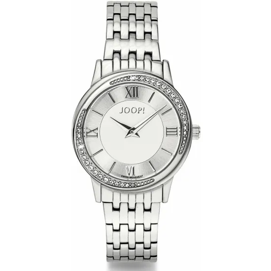 JOOP! Damenuhr silberfarben mit Metallband und Zirkonia 2022884