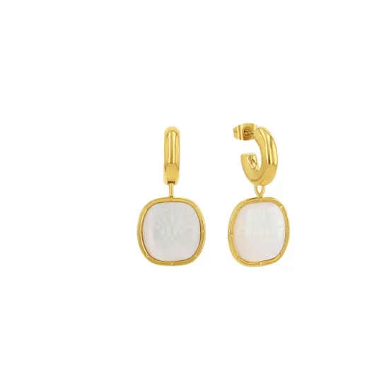 JOOP! Ohrringe Creolen Edelstahl IP goldfarben mit weißem Stein 2035885