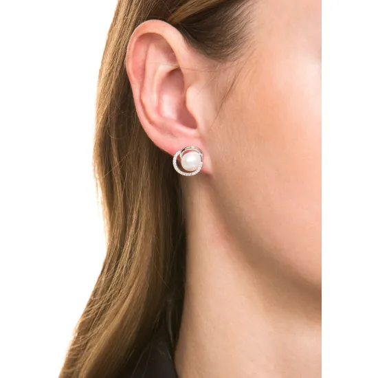 JOOP! Ohrstecker mit Süßwasserzuchtperlen und Zirkonia Silber 925