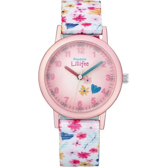 Lillifee Kinderuhr rosa mit weissem Textilband mit Blumen 2031758