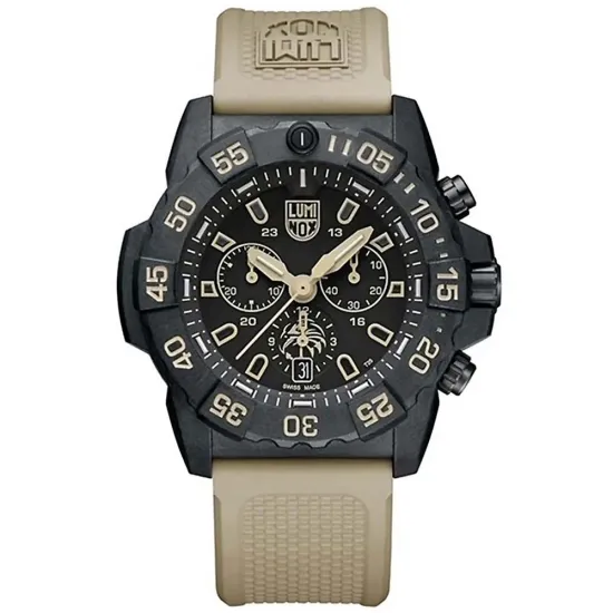 Luminox Navy SEAL Taucheruhr schwarz beige mit grünem Textil Wechselband XS.3590.NSF.SET